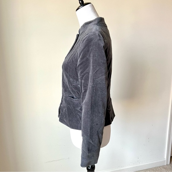 LOFT Petites Gray Velvet Mandarin Collared Blazer—SZ. 4P - Picture 3 of 16